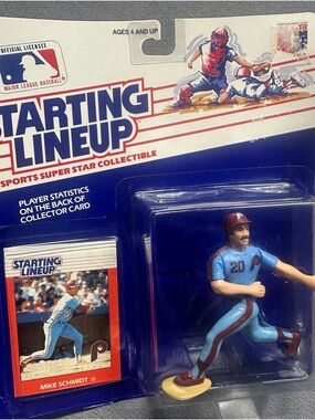Starting Lineup Mike Schmidt Figure & Collector Card - Light Blue & Maroon
